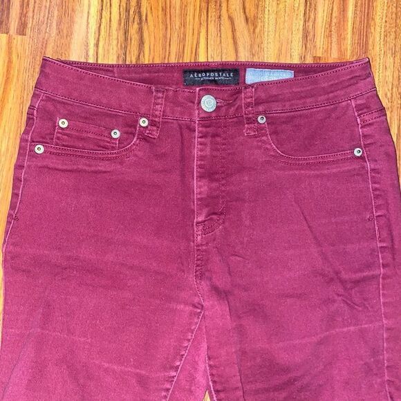 Aeropostale Deep Red High Waisted Skinny Jeans Womens Size 6 - Picture 10 of 10